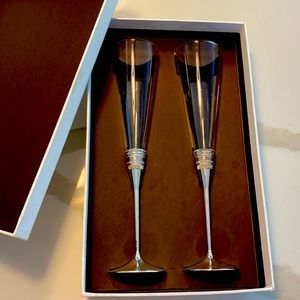 Vera Wang crystal and silver champagne flutes- wedding